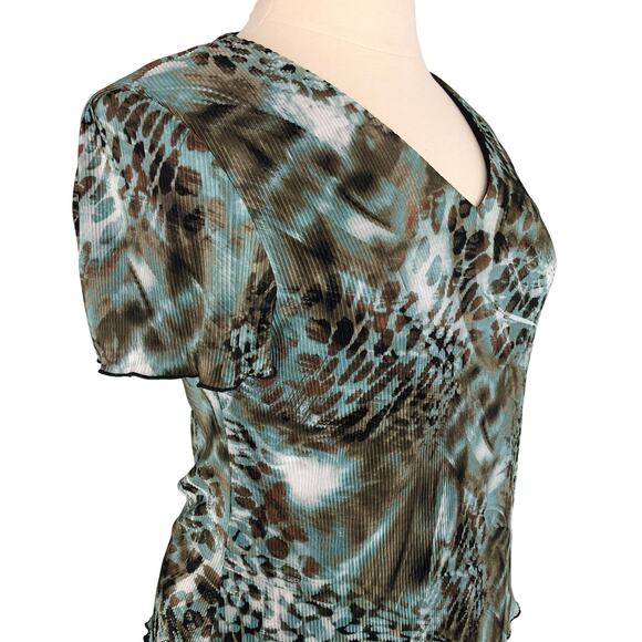 Connected Apparel Soft Accordion Shift Dress Midi V Neck Lagenlook Size 16 - Picture 9 of 10